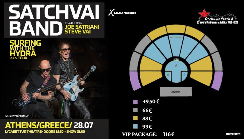 Rockwave 2025: SATCHVAI band - feat. Joe Satriani and Steve Vai - Lycabettus